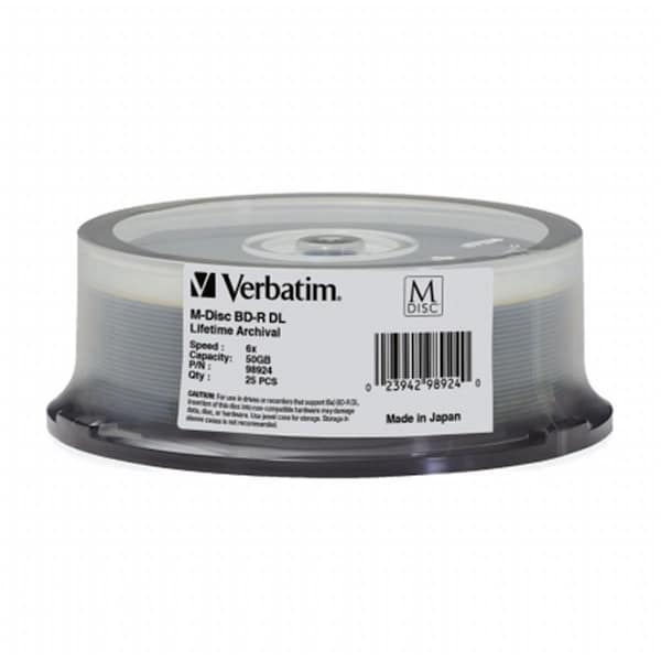 Verbatim MDisc BDR DL 50GB 6X with Branded Surface 25 Disc Spindle